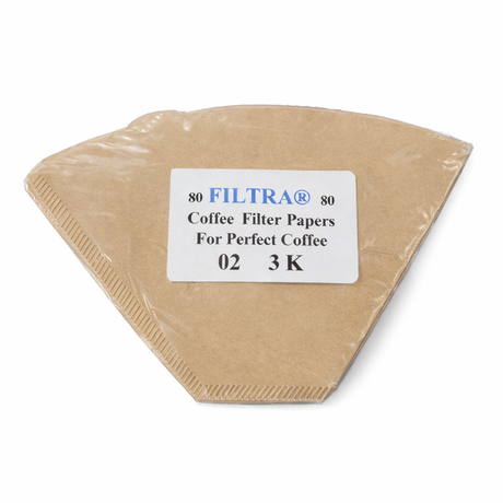 Filtra Paper Coffee Filters 02 3K, Size 2-3 Cups Brown, 80pcs