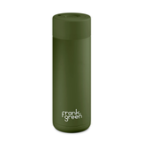 Frank Green 20oz/595ml Ceramic Reusable Bottle with Button Lid - Khaki