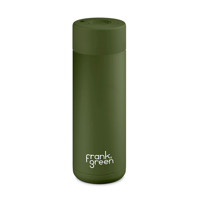 Frank Green 20oz/595ml Ceramic Reusable Bottle with Button Lid - Khaki
