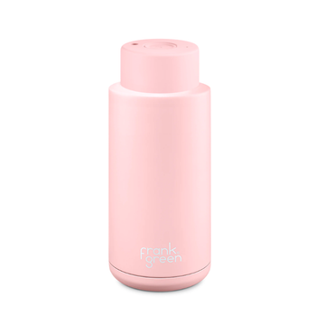 Frank Green 34oz/1005ml Ceramic Reusable Bottle With Button Lid - Blushed