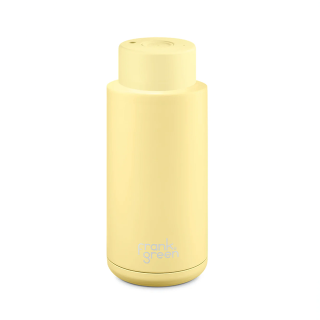 Frank Green 34oz/1005ml Ceramic Reusable Bottle With Button Lid - Buttermilk