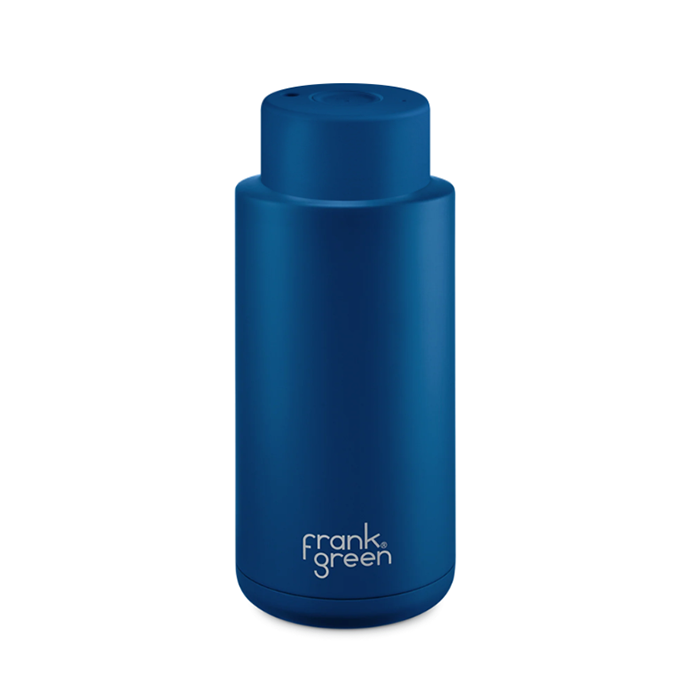 Frank Green 34oz/1005ml Ceramic Reusable Bottle With Button Lid - Deep Ocean