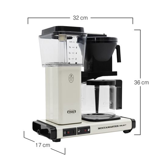 Moccamaster KBG Select Filter Coffee Machine Off White Cup Drip