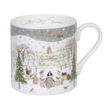 Sophie Allport Festive Forest Let It Snow large 425ml mug with woodland animals, snowy trees and Father Christmas