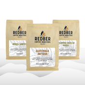 Intro Coffee Taster Pack with three coffees from Guatemala, Colombia and Brazil