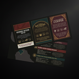 Three cards with text and graphics on a dark background