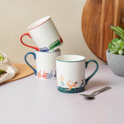 Mikasa Straight-Sided Porcelain Mug, 280ml - Bike, Redber Coffee