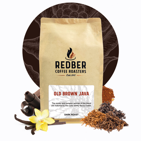 Old Brown Java Coffee Beans Dark Roast Redber Coffee Roasters