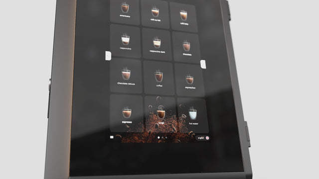 Bravilor Esprecious 22 Bean-to-Cup Coffee Machine – modern design with user-friendly touchscreen, dual canisters for coffee beans and instant ingredients, automatic rinsing program, and capacity for up to 220 cups per day. Perfect for large-scale environments.