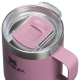 Close-up of the Purple Smoke Stanley Everyday Camp Mug lid and drinking opening