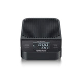 Black Wacaco coffee scale with digital display on a white background