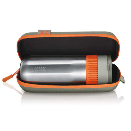 Wacaco Pipamoka stored inside its open grey protective case