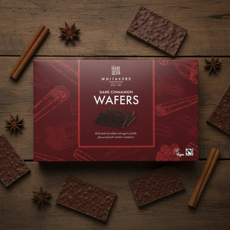 Whitakers Dark Chocolate Cinnamon Wafers 150g – product packaging