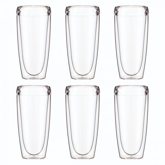 Bodum, Bodum Pavina Outdoor Set of 6 Double Wall Tumblers, 0.60l, 20oz 11894-10SA-12, Redber Coffee