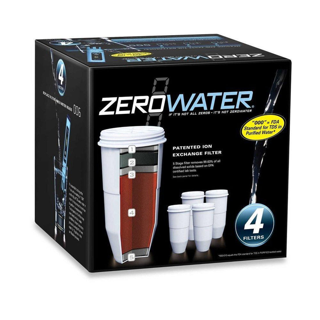 ZeroWater, ZeroWater 4-Pack Replacement Filter Water ZR-006, Redber Coffee