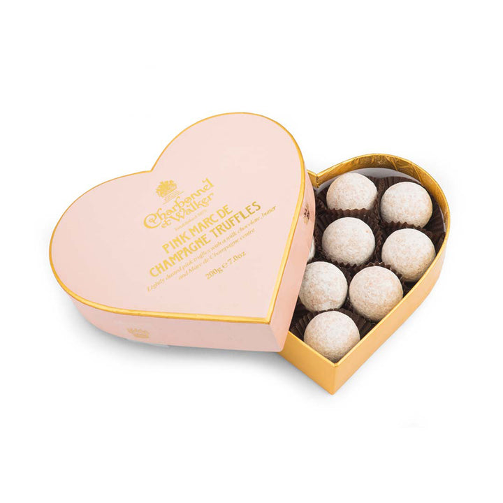 Charbonnel Et Walker, Charbonnel Et Walker Pink Marc de Champagne Chocolate Truffles Heart - 200g, Redber Coffee