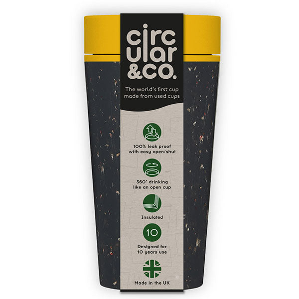 Circular&Co, Circular&Co Recycled Travel Mug 12oz - Black & Electric Mustard, Redber Coffee