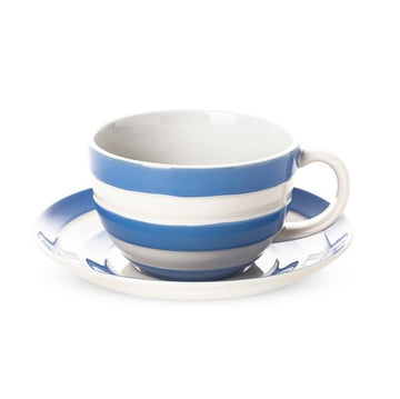 Cornishware, Cornishware Ceramic Breakfast Cup & Saucer 12oz - Blue, Redber Coffee