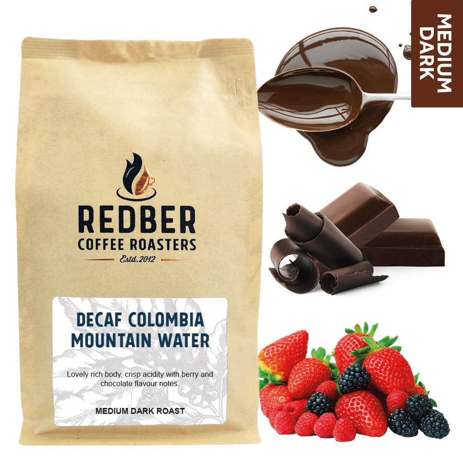 Redber, COLOMBIA MEDELLIN DECAF MOUNTAIN WATER - Medium-Dark Roast, Redber Coffee