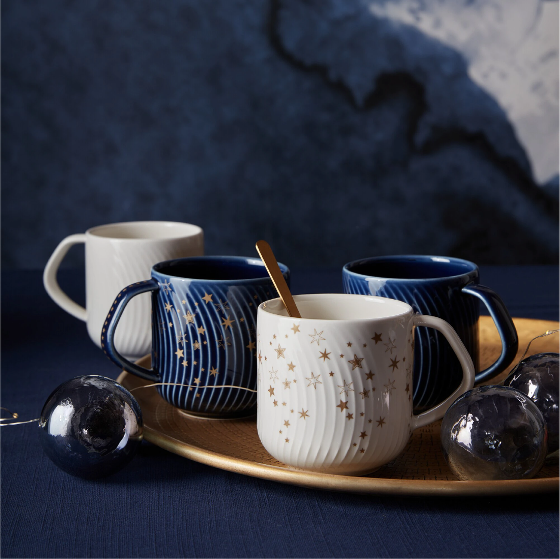 Denby, Denby Porcelain Arc Blue Stars Large Mug, Redber Coffee