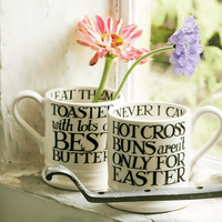Emma Bridgewater, Emma Bridgewater B&W Toast Hot Cross Buns Mug - 1/2 Pint, Redber Coffee