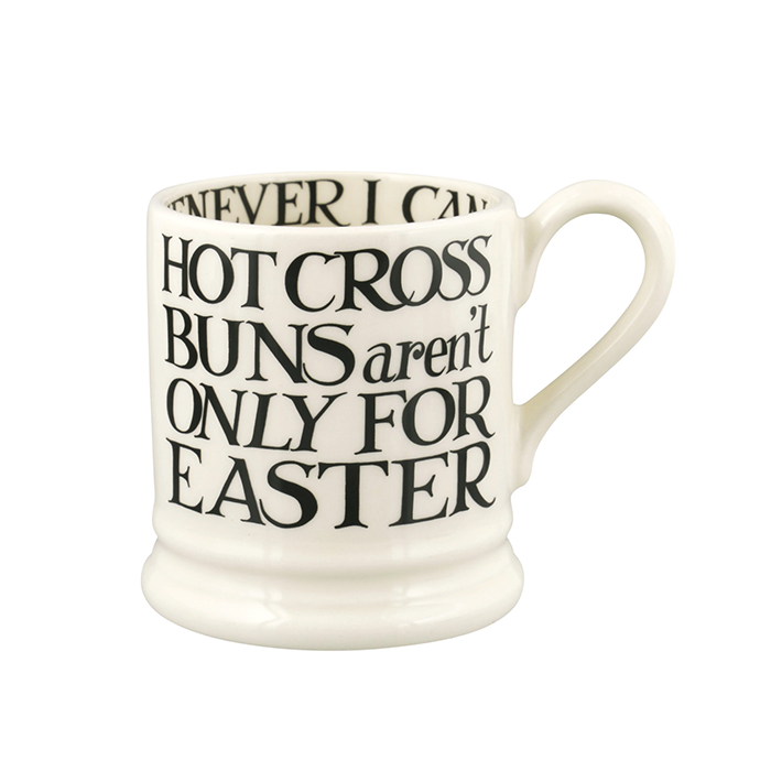 Emma Bridgewater, Emma Bridgewater B&W Toast Hot Cross Buns Mug - 1/2 Pint, Redber Coffee