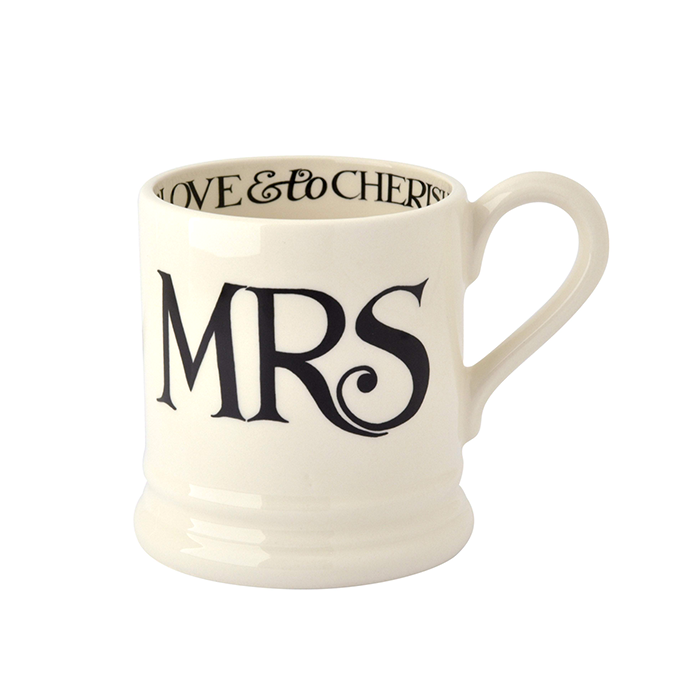 Emma Bridgewater, Emma Bridgewater Black Toast 'Mr & Mrs' Set of 2 Mugs - 1/2 Pint, Redber Coffee