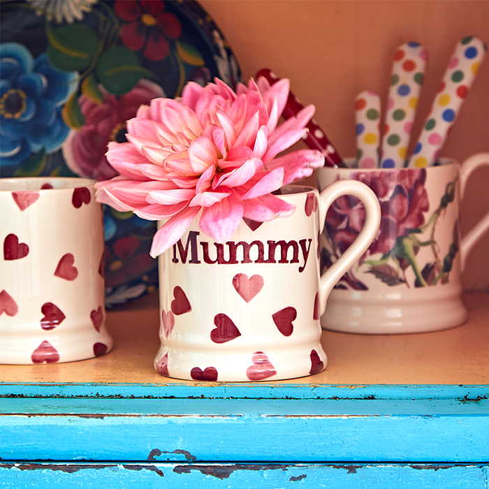 Emma Bridgewater, Emma Bridgewater Pink Hearts Mummy Mug - 1/2 Pint, Redber Coffee