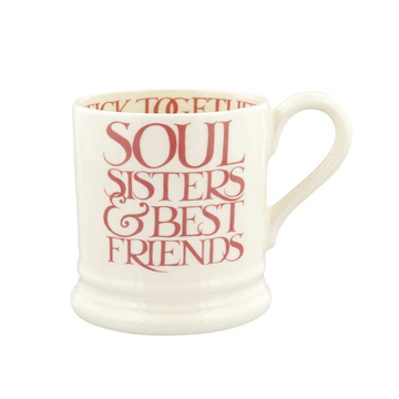 Emma Bridgewater, Emma Bridgewater Pink Toast Soul Sisters Mug - 1/2 Pint, Redber Coffee
