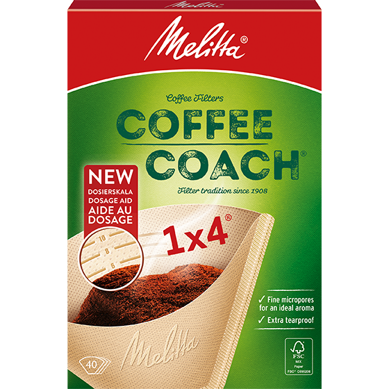 Melitta, Melitta Coffee Coach Coffee Filters (Size 1x4 - 40 pack), Redber Coffee