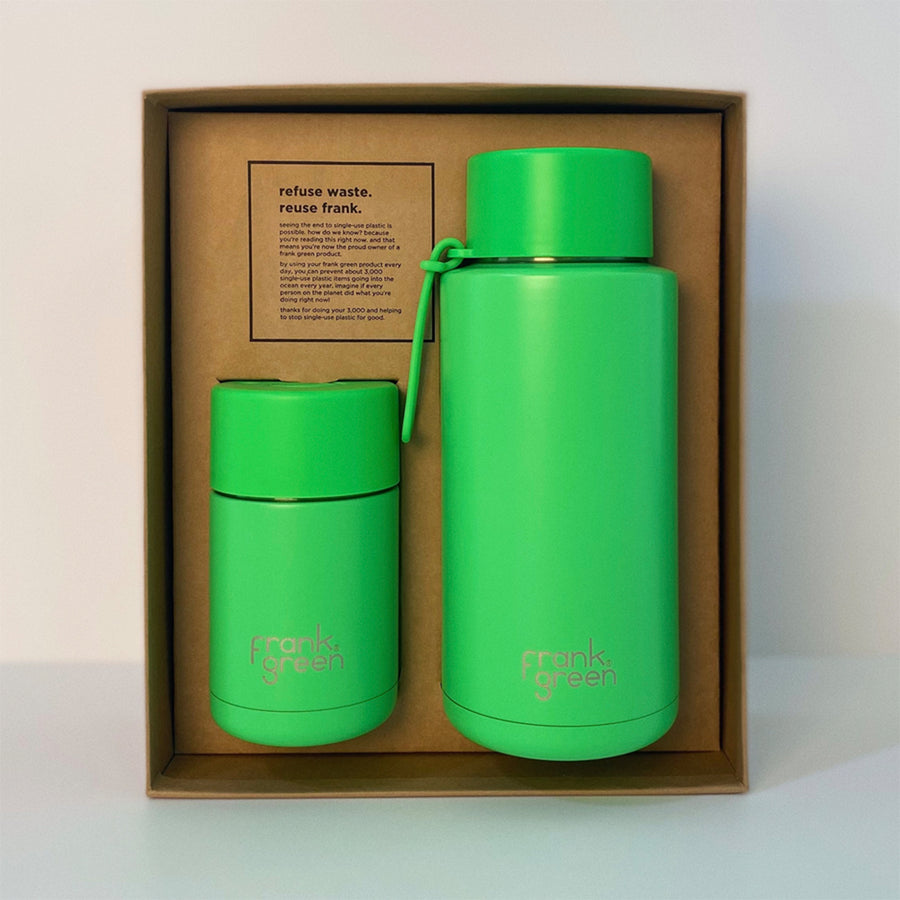 Frank Green, Frank Green My Eco Ceramic Cup Gift Set - Neon Green, Redber Coffee
