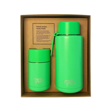 Frank Green, Frank Green My Eco Ceramic Cup Gift Set - Neon Green, Redber Coffee