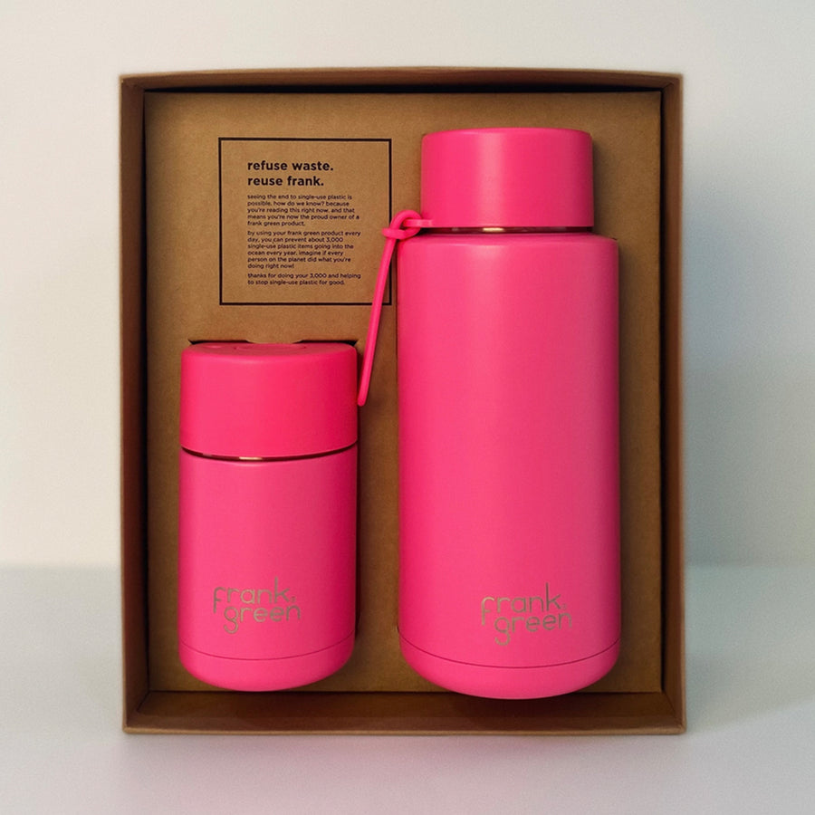 Frank Green, Frank Green My Eco Ceramic Cup Gift Set - Neon Pink, Redber Coffee