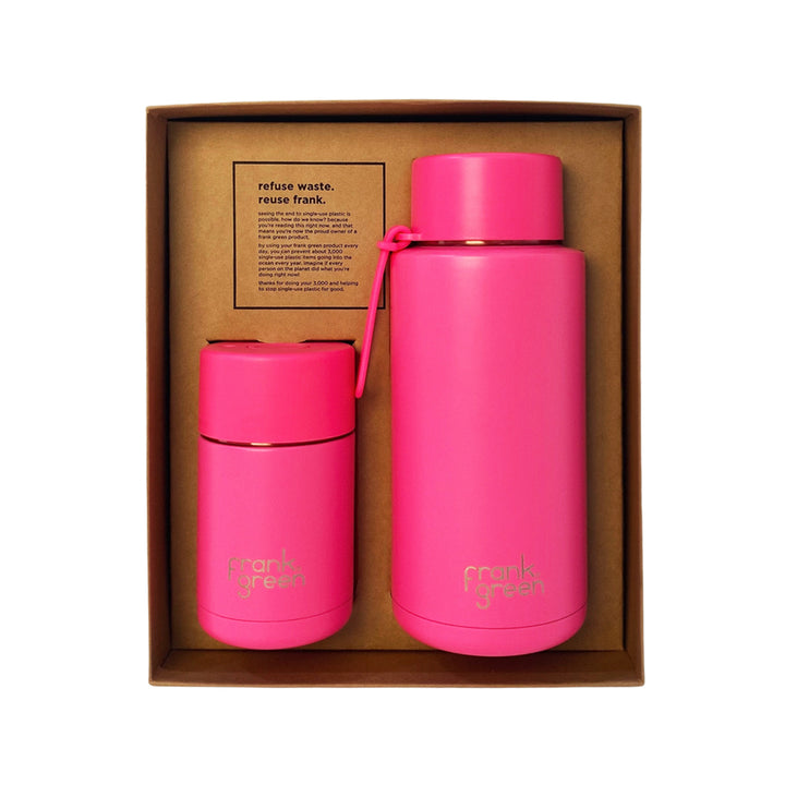 Frank Green, Frank Green My Eco Ceramic Cup Gift Set - Neon Pink, Redber Coffee