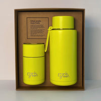 Frank Green, Frank Green My Eco Ceramic Cup Gift Set - Neon Yellow, Redber Coffee