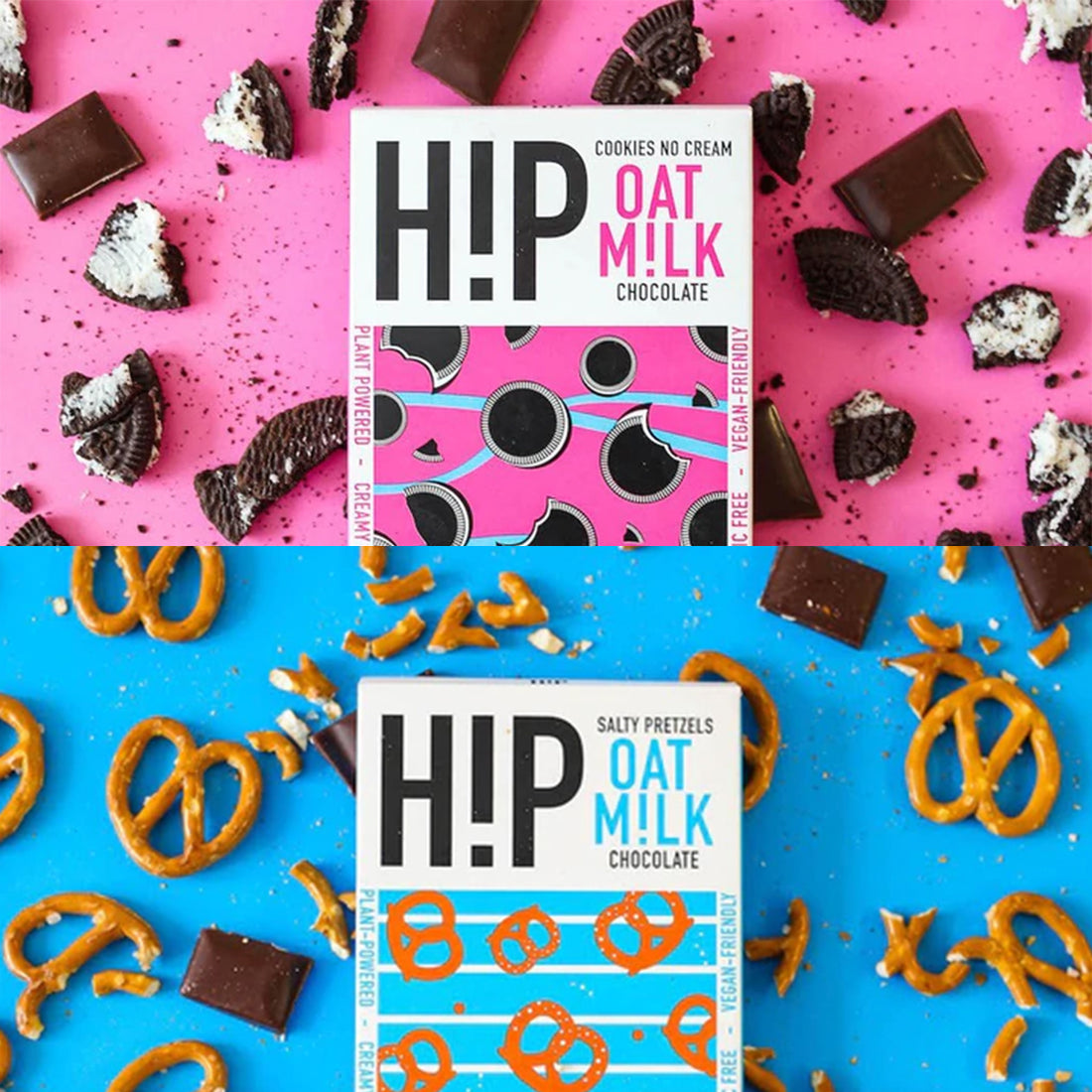 H!P, HIP Oat Milk Chocolate Bars Bundle - Cookies No Cream & Salty Pretzel, Redber Coffee