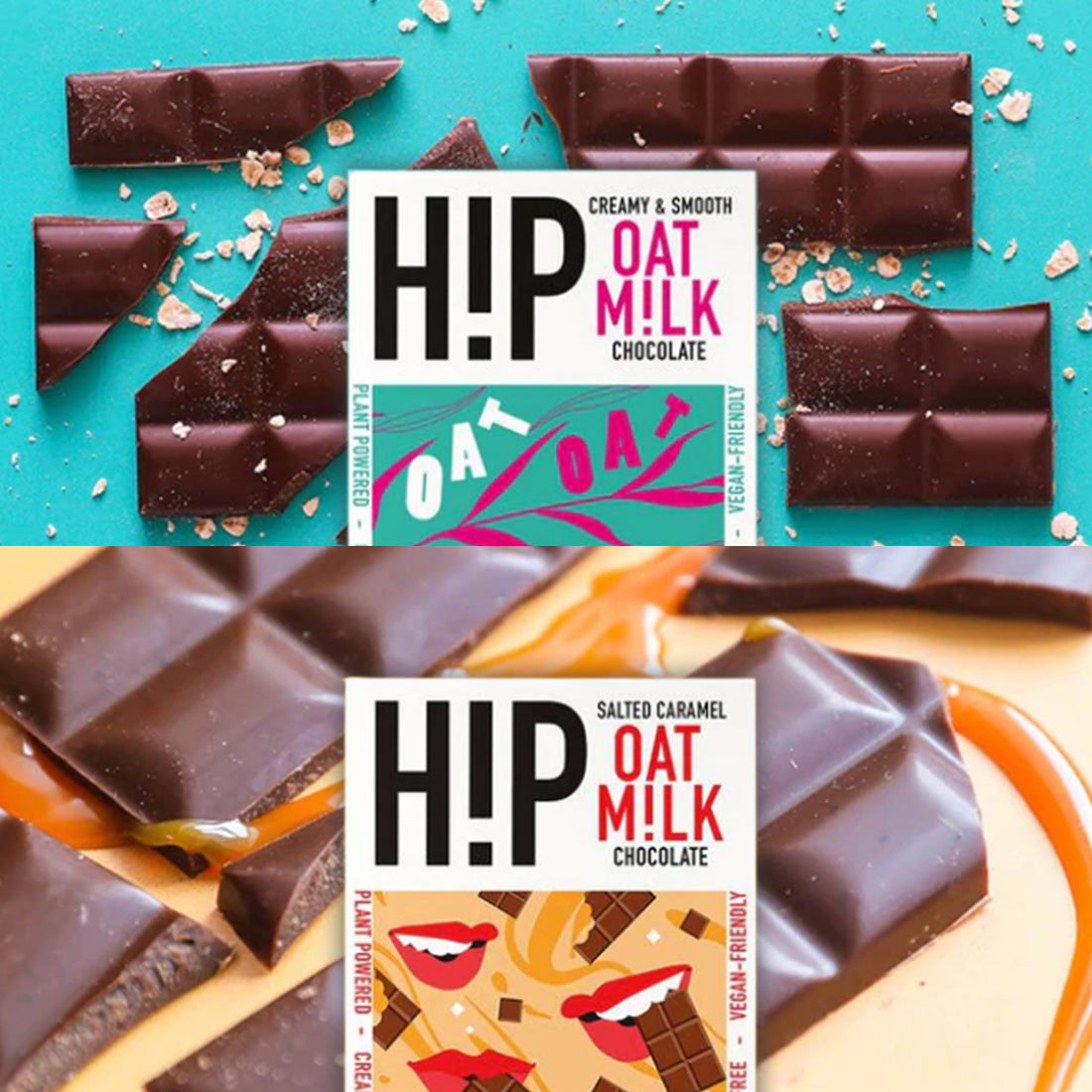 H!P, HIP Oat Milk Chocolate Bars Bundle - Salted Caramel & Creamy Original, Redber Coffee