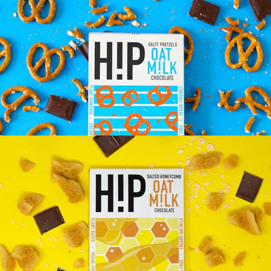 H!P, HIP Oat Milk Chocolate Bars Bundle - Salty Pretzel & Salted Honeycomb, Redber Coffee