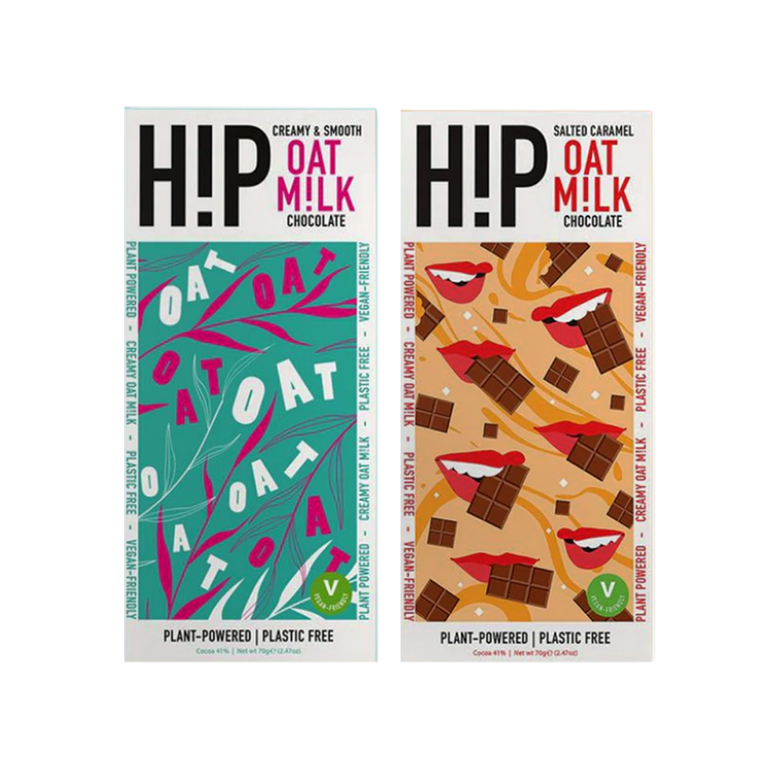 H!P, HIP Oat Milk Chocolate Bars Bundle - Salted Caramel & Creamy Original, Redber Coffee