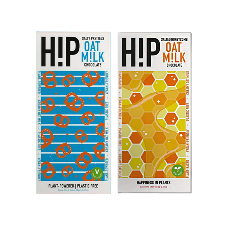 H!P, HIP Oat Milk Chocolate Bars Bundle - Salty Pretzel & Salted Honeycomb, Redber Coffee