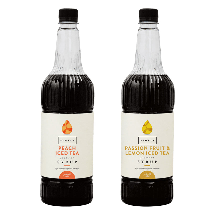 IBC, Simply Iced Tea Syrup 2x 1L Bundle - Peach and Passion Fruit & Lemon, Redber Coffee