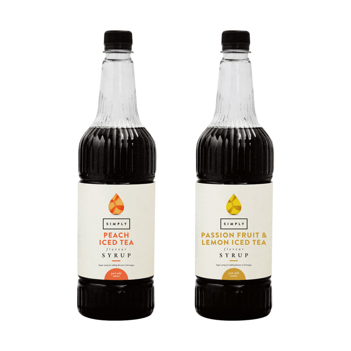 IBC, Simply Iced Tea Syrup 2x 1L Bundle - Peach and Passion Fruit & Lemon, Redber Coffee