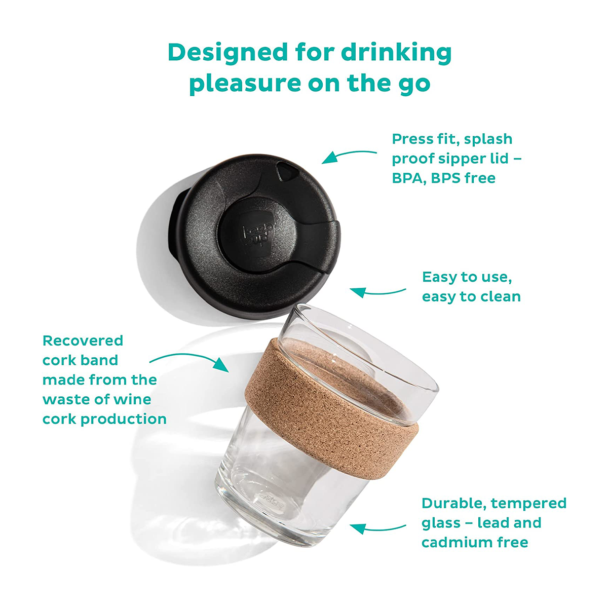 KeepCup, KeepCup Brew Cork Glass Reusable Coffee Cup L 16oz/454ml - Filter, Redber Coffee