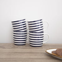 KitchenCraft, KitchenCraft Barrel Mugs Set of 4 - Nautical Stripes, Redber Coffee