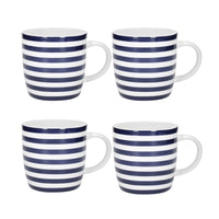 KitchenCraft, KitchenCraft Barrel Mugs Set of 4 - Nautical Stripes, Redber Coffee