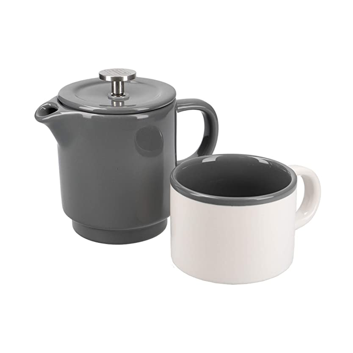 La Cafetière, La Cafetière Barcelona Coffee For One Set, Cafetiere and Mug, Cool Grey, Redber Coffee