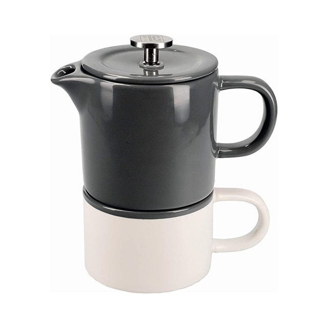 La Cafetière, La Cafetière Barcelona Coffee For One Set, Cafetiere and Mug, Cool Grey, Redber Coffee