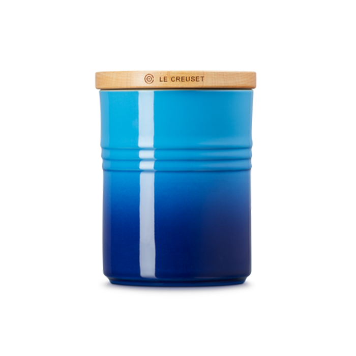 Le Creuset Stoneware Medium Storage Jar with Wooden Lid - Azure Blue