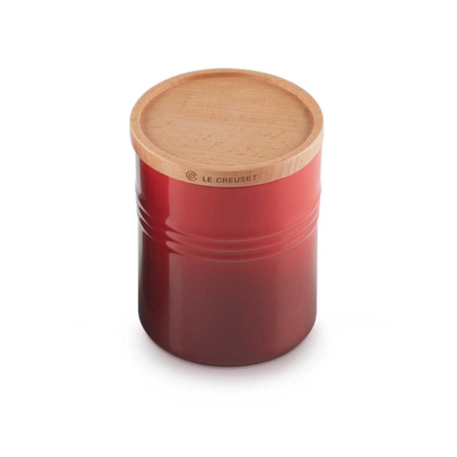 Le Creuset, Le Creuset Stoneware Medium Storage Jar with Wooden Lid - Cerise, Redber Coffee