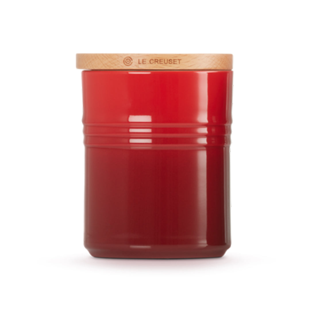 Le Creuset, Le Creuset Stoneware Medium Storage Jar with Wooden Lid - Cerise, Redber Coffee